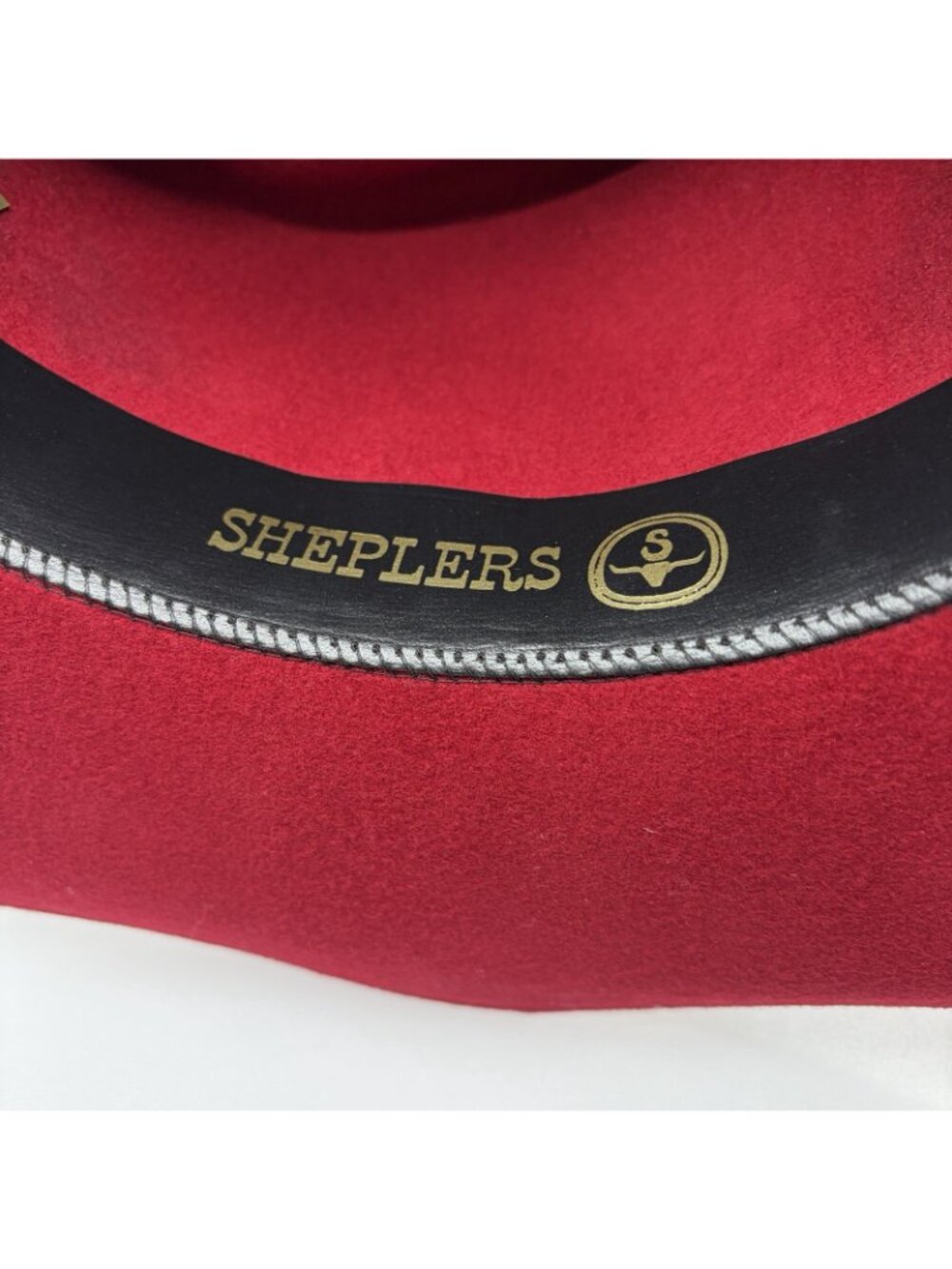 Sheplers L 7 1/4 Red 100% Pure Wool Western Cowboy Hat Made in USA Leather Band - Picture 7 of 11